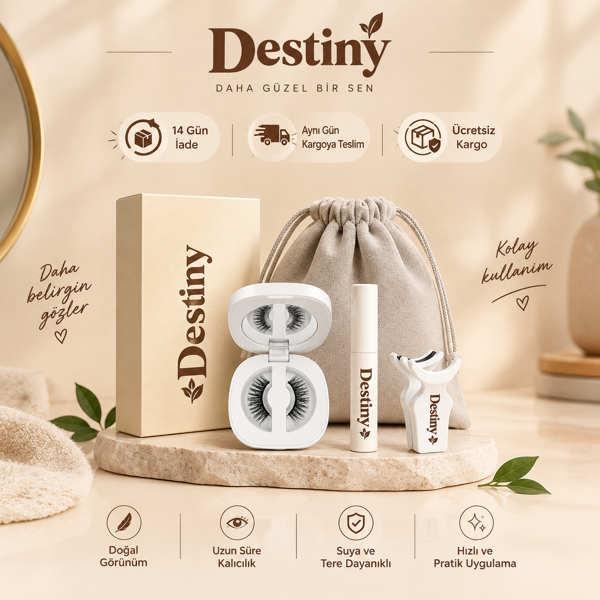 DESTİNY Manyetik Kirpik Kiti Set