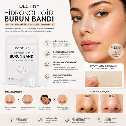 Gece Etkili Hidrokolloid Burun-Çene Bandı – Siyah Nokta Karşıtı Patch
